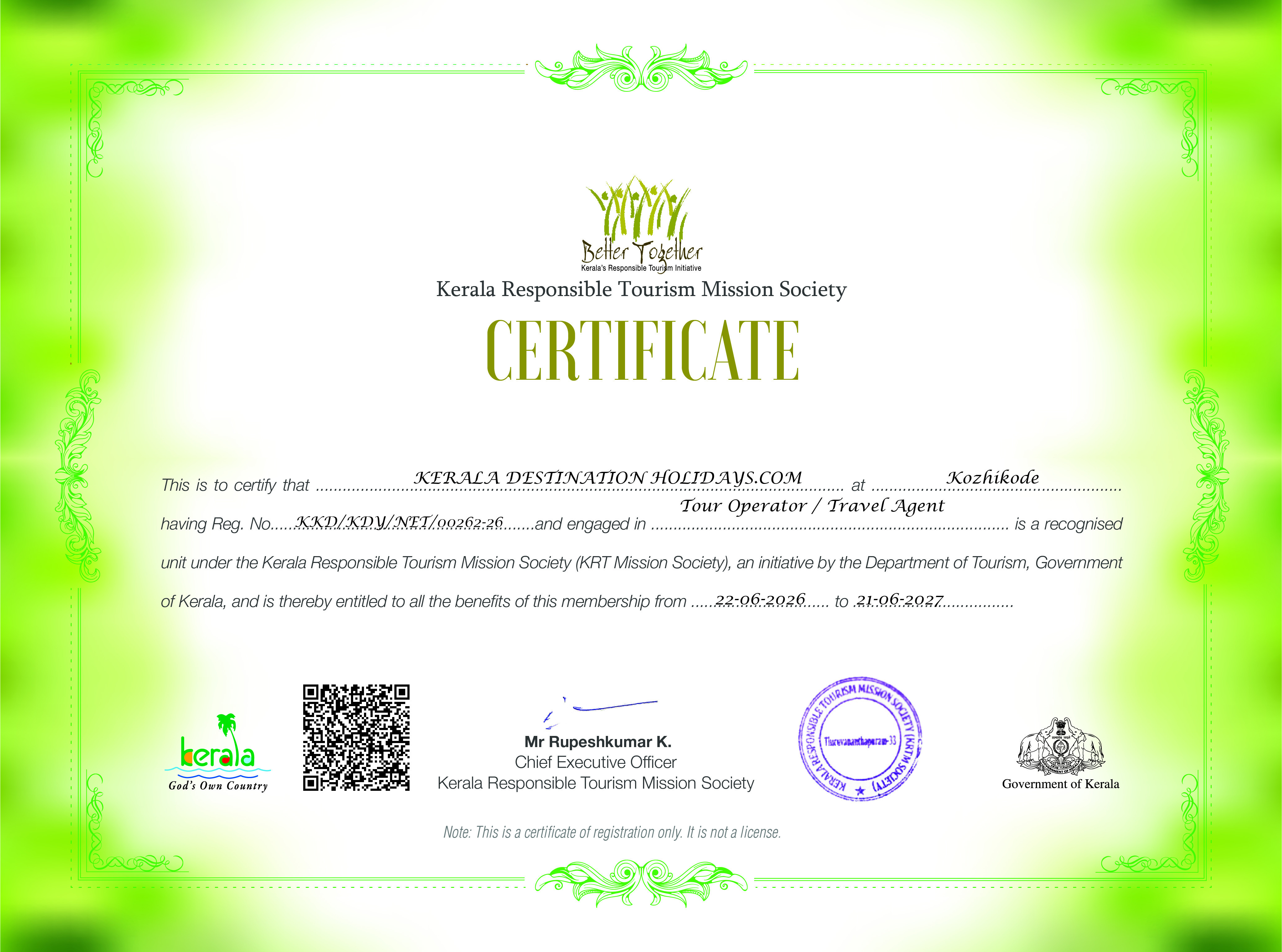 Responsible Tourism Certificate